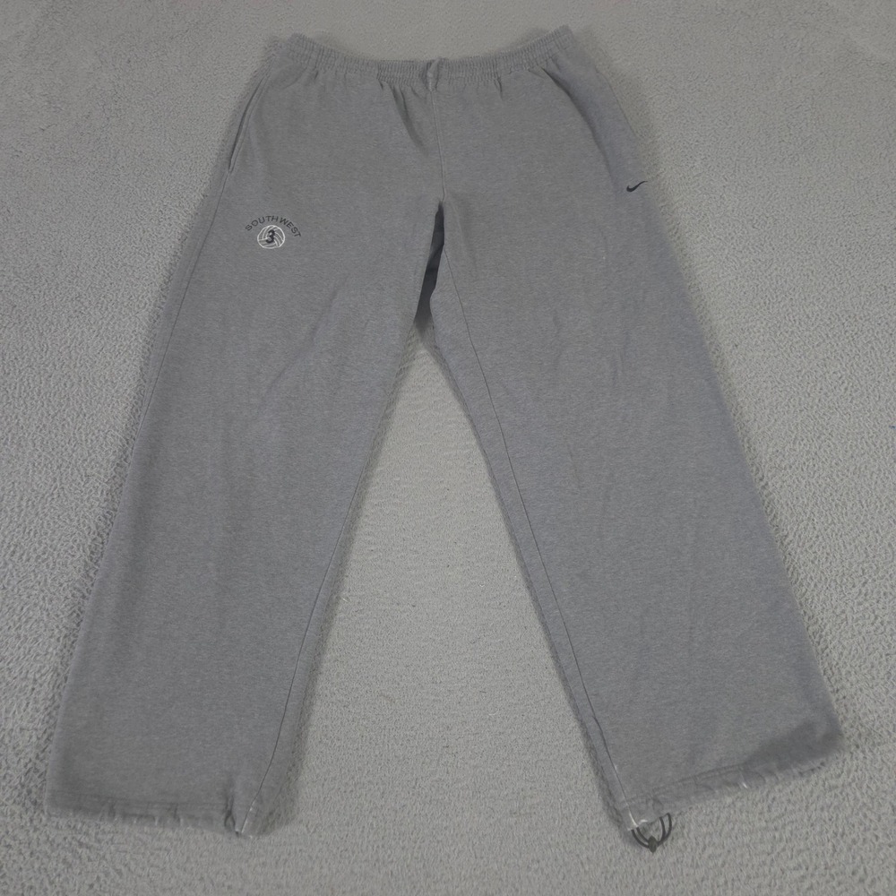 VINTAGE Nike Sweatpants Mens XL Gray Team Sports Open-Hem Fleece Logo 90s